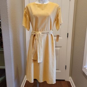 Cremieux Natalia Size 2 Spring Horizon Golden Linen Blend Dress With Belt NWT